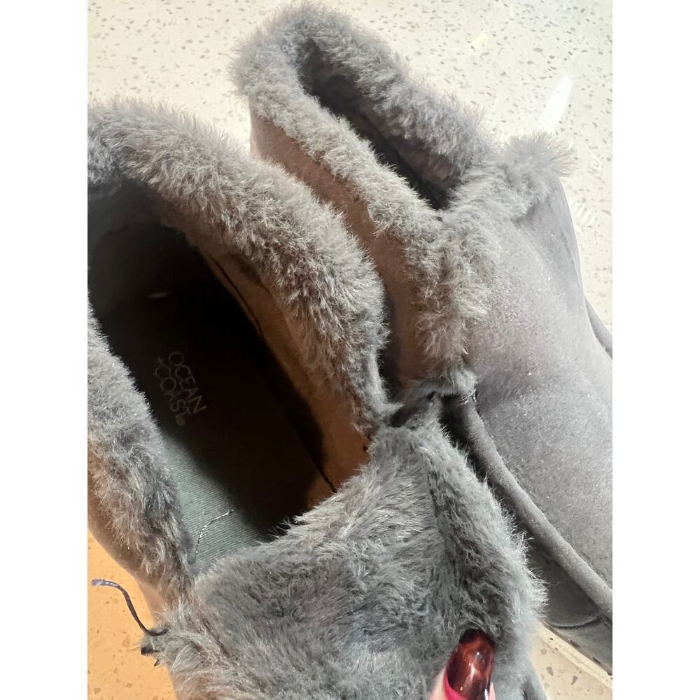 ocean coast SHERPA lined booties dark gray womens size 9.5 - Picture 3 of 7